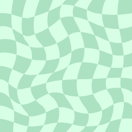 Distorted checkered pattern. Groovy retro hippie seamless pattern. Retro style psychedelic Trendy 70s style. Trippy checkerboard Vintage background. Distorted geometric pattern. Abstract monochrome.のイラスト素材