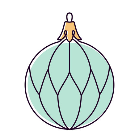 Vector christmas ball doodle style. Hand drawn line art, blue color isolated globe decorative for christmas trees, new year and christmas bauble. Vector illustrationのイラスト素材