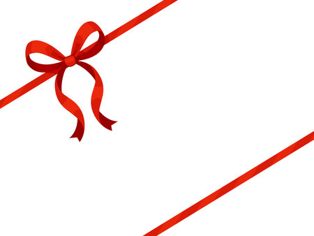 Red ribbon bow knot. Hand drawn trendy flat style isolated on transparent background. Perfect for gift box wrapping, holiday cards, packaging, festive decorations, warping decor. Vector illustrationのイラスト素材