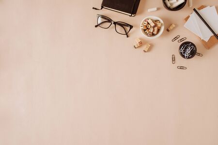 Designer Workspace with crafts elementsの写真素材