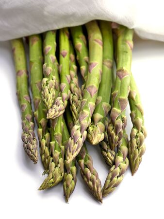 Fresh Asparagus on white backgroundの写真素材