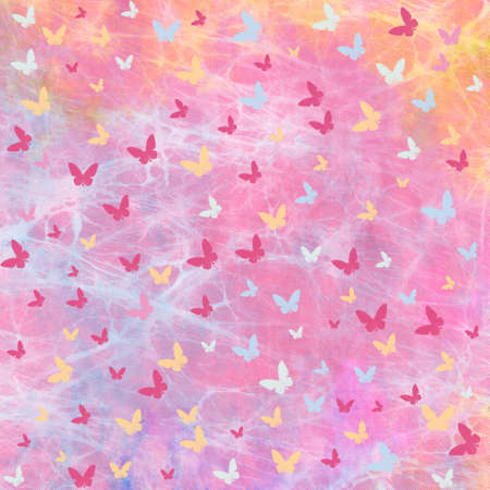 Colorful watercolor background with butterfly.の写真素材