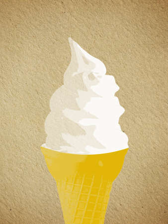 Cream or yoghurt ice cream in a crispy cone.の写真素材