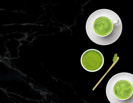 Waving traditional Asian drink made from green powder. Powerful antioxidant. Healthy alternative to coffee and tea.の写真素材