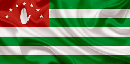 Republic of Abkhazia. Silk flag or banner.の写真素材