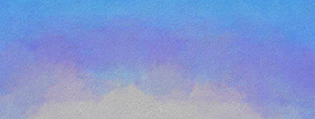 Blue watercolor paper or cardboard texture. Panoramic background. Abstract stains pattern.の写真素材
