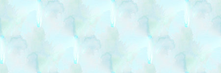 Blue watercolor texture with irregular stains. Abstract panoramic background in grunge style. Pastel colors.の写真素材