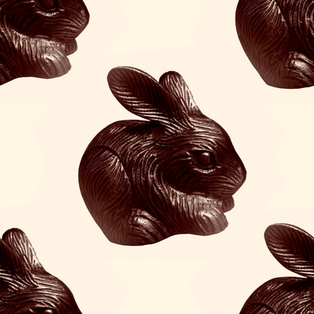 Chocolate Easter bunny. Sweet children's snack. seamless background.の写真素材