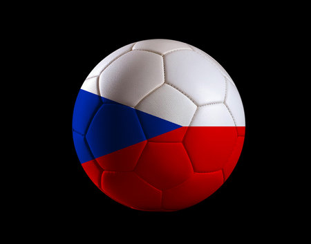 Soccer ball with the national flag of Czech Republic on a black backgroundの写真素材