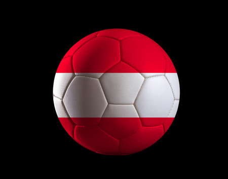 Soccer ball with the flag of Austria isolated on a black backgroundの写真素材