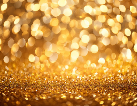 Golden shany glamor glitter background, bokeh ligh blur.の写真素材