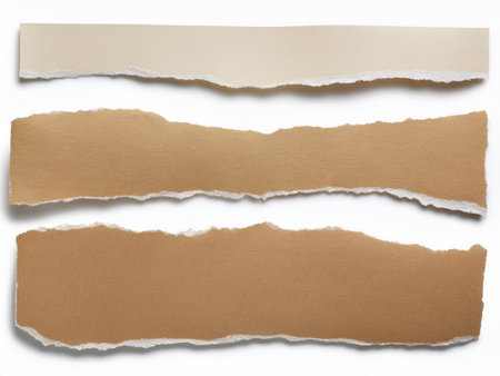 Torn paper rips with realistic shadows in beige colors. Add text or image.の写真素材