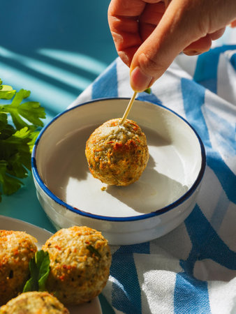 Keftedes - crispy greek lamb meatballs.の写真素材
