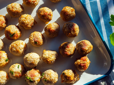 Keftedes - crispy greek lamb meatballs.の写真素材