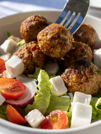 Keftedes - crispy greek lamb meatballs.の写真素材
