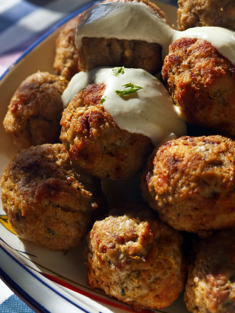Keftedes - crispy greek lamb meatballs.の写真素材