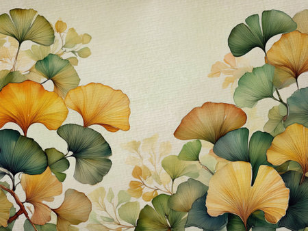 Colorful autumn leaves gingko biloba.の写真素材