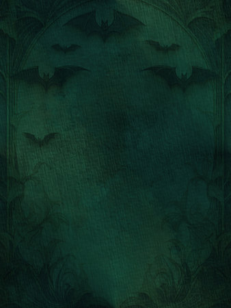 Old paper texture with bats motif - background for Halloweenの写真素材