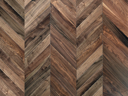 Dark walnut chevron (fishbone) surface. Natural interior design for tables, backdrops, floors and parquet.の写真素材