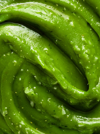 A refreshing green sauce or dip, highlighting its healthy ingredients and vibrant color. Close-up.の写真素材