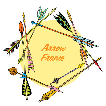 Hand drawn ethnicpattern with arrows for design, seamless pattern with tribal arrows,rustic decorative arrows, hippie and boho style vector illustrationのイラスト素材