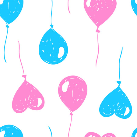 Balloons simple sketh drawn hand seamless pattern with bright colors. For wallpapers, web background, textile, wrapping, fabric, kids designのイラスト素材