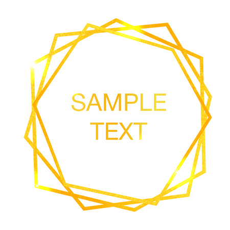 Golden foil crystal, white background. Shining golden frame template for cadrs, banners, invitationsのイラスト素材