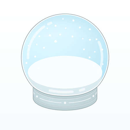 Empty snowball for winter scenes. Magic transparent ball. New year winter toy souvenir. 3d isometric vector illustrationのイラスト素材
