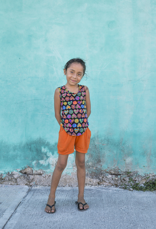 Tulum, Mexico, March 10th, 2017: young mexican girl on the streetのeditorial素材