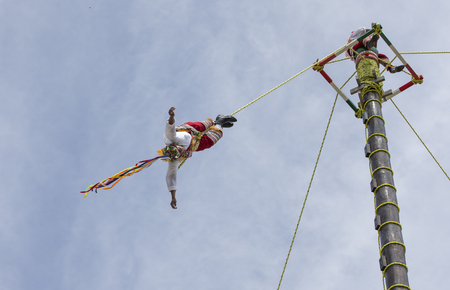 Tulum, Mexico, March 15th, 2017: ritual ceremony of the Voladores (Flying Men)のeditorial素材