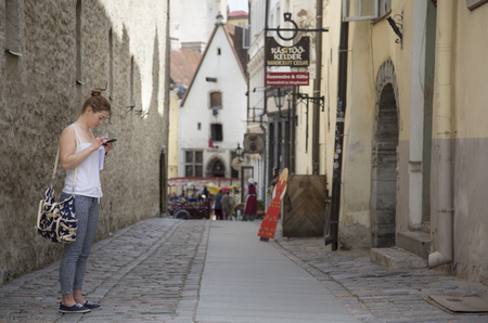 Tallinn, Estonia, May20th, 2014: streets of old Tallinnのeditorial素材