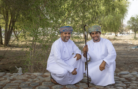 Nizwa, Oman, June 24th, 2017: omani men dressed up in traditional outfitsのeditorial素材