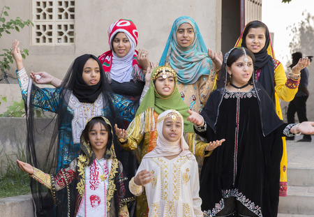 Nizwa, Oman, November 10th, 2017: omani girls dressed in traditional clotingのeditorial素材