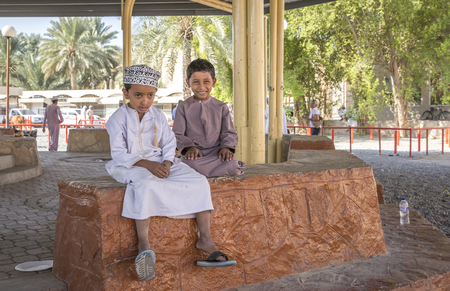 Nizwa, Oman, 10th Nobember 2017: omani kids at a marketのeditorial素材