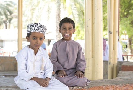 Nizwa, Oman, 10th Nobember 2017: omani kids at a marketのeditorial素材