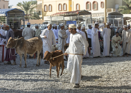 Nizwa, Oman, 10th Nobember 2017: omani people at a goat marketのeditorial素材
