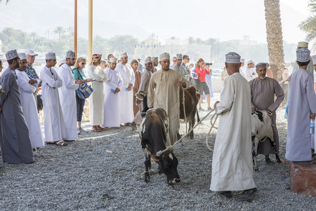 Nizwa, Oman, 10th Nobember 2017: omani people at a goat marketのeditorial素材
