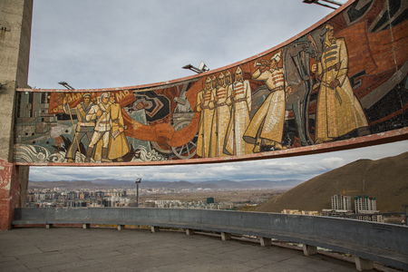 The Zaisan Tolgi - a Soviet era monument in Ulaanmaatar, capital of Mongoliaの写真素材