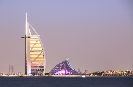 Dubai, United Arab Emirates, January 12th, 2018: Burj Al Arab Hotel at sunriseのeditorial素材