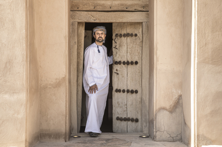 arab man in traditional omani outfit in an old castleのeditorial素材