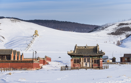ancient Amarbayasgalant monastery in Iven Valley near Selenge River at the foot of Mount Buren-Khaan in Baruunburen Sum in Mongoliaの写真素材