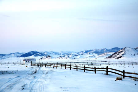 beautiful winter landscape of rural Mongolia