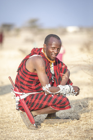 Arusha, Tanzania, 7th September 2019: handsome maasai warrior in northern Tanzaniaのeditorial素材