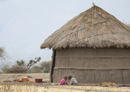 Arusha, Tanzania, 7th September 2019: maasai boy at his home bomaのeditorial素材