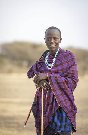 Arusha, Tanzania, 7th September 2019: handsome maasai warrior in northern Tanzaniaのeditorial素材