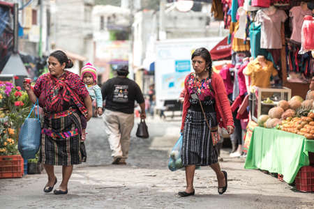 chichicastenango, Guatemala, 27th February 2020: mayan women at the traditional marketのeditorial素材