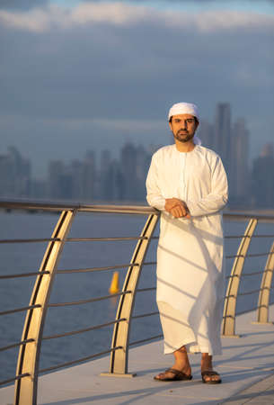 emirati Man at Al Jaddaf waterfront in Dubaiの写真素材