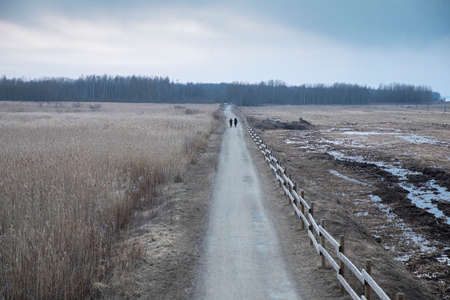 people walking in nature in early spring in Tallinn, Estonia
