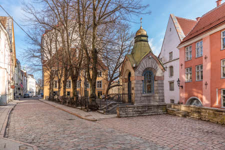 Tallinn, Estonia, 18th March, 2021, empty streets of Tallinn during Covid Pandemic lockdownのeditorial素材