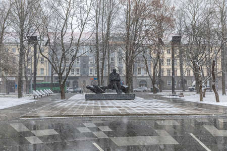 Tallinn, Estonia, 18th March, 2021: Tammsaare Park in Tallinn in a snow stormのeditorial素材